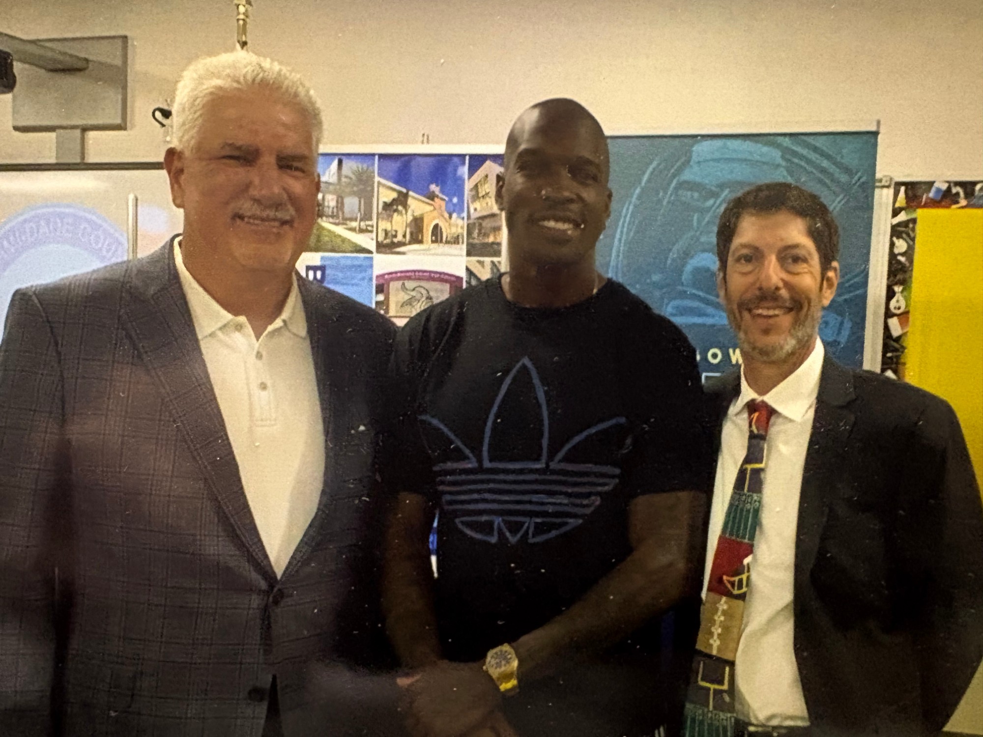 Dr. Karp with Rodney Barreto and Chad &ldquo;Ochocinco&rdquo; Johnson at the opening of the new science building at Miami Beach Senior High