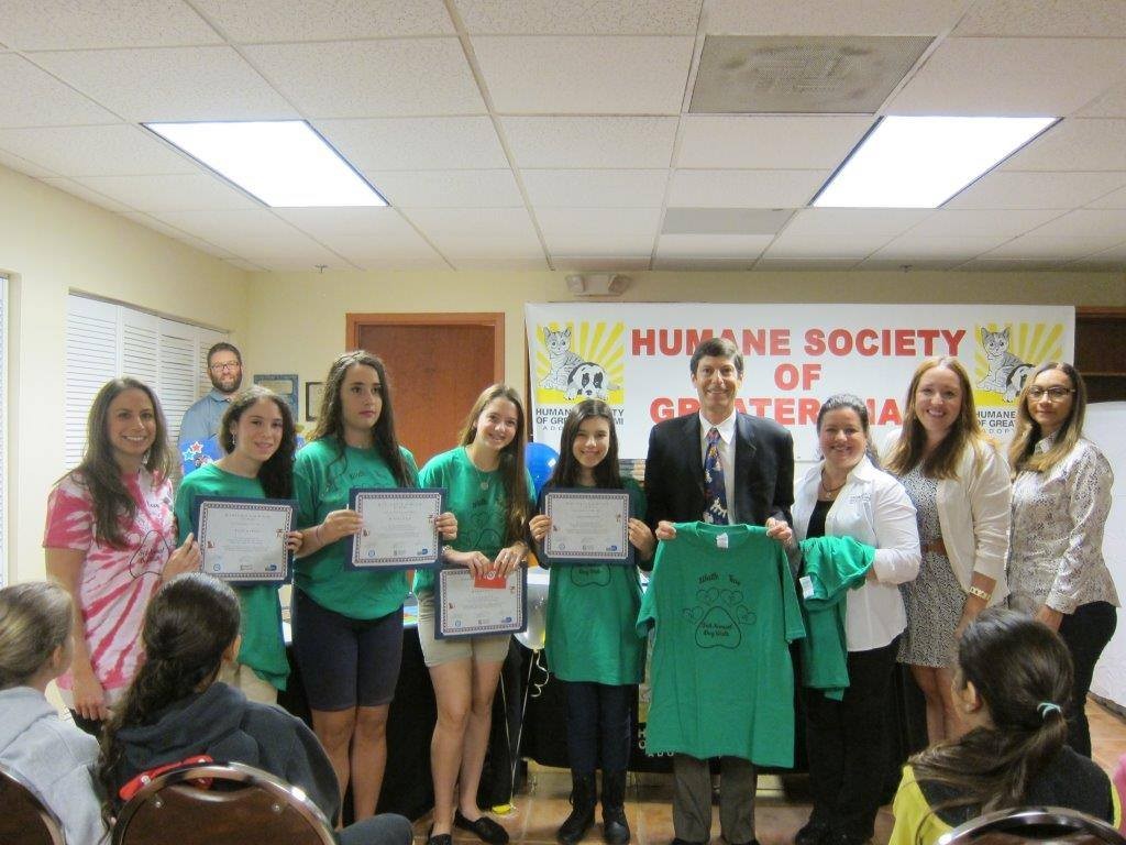 Students attend award ceremony for the H.O.P.E. Contest which addresses the problems associated with pet overpopulation. Martin Karp founded the Contest 27 years ago.